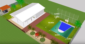 Cancha de Basquet y Casa de Servicio