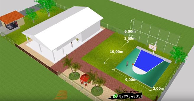PROYECTOS VARIOS:  >Cancha de Basquet y Casa de Servicio
